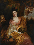Pintura barroca de Nicolas de Largillière intitulada 'A Mulher Jovem e a Velha'. Retrata uma mulher jovem de vestido rosa e dourado, segurando uma cabaça e colhendo uvas. Ao lado, uma figura envelhecida e sombria. A cena é rica em simbolismo sobre o tempo e a transitoriedade da vida.