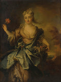 Pintura a óleo de Largillière Allegory of Spring, retratando uma mulher jovem com flores e vestes fluidas.