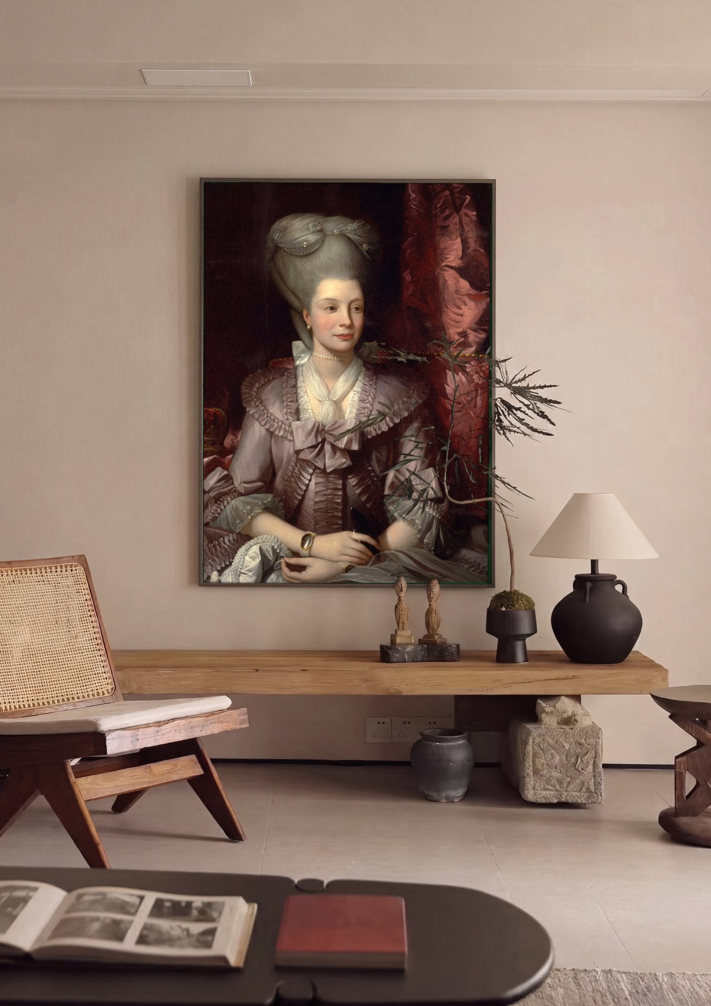Quadro Decorativo Retrato Feminino - Benjamin West em ambiente decorado