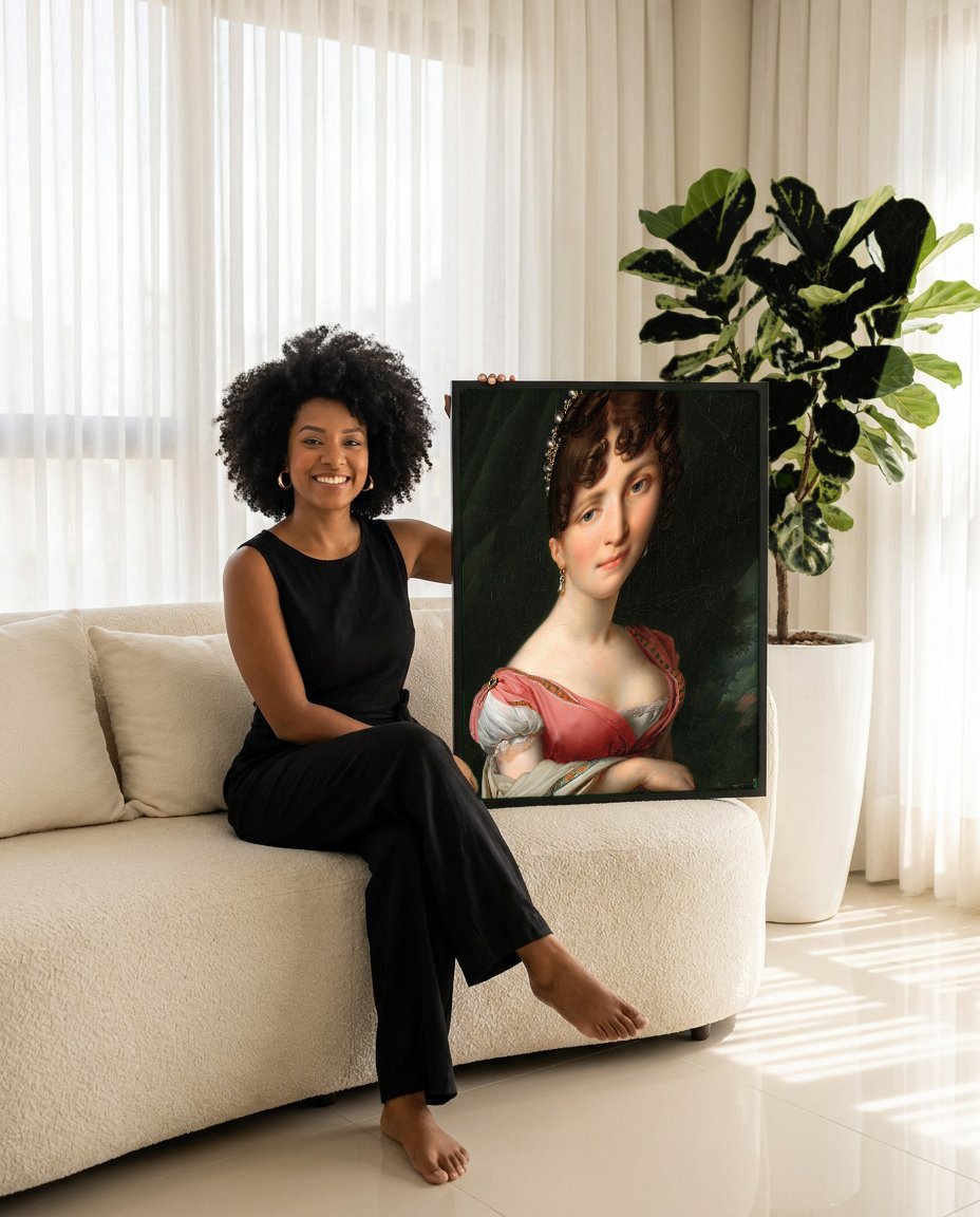 Quadro Decorativo Retrato de Mulher - Anne-Louis Girodet com modelo em ambiente