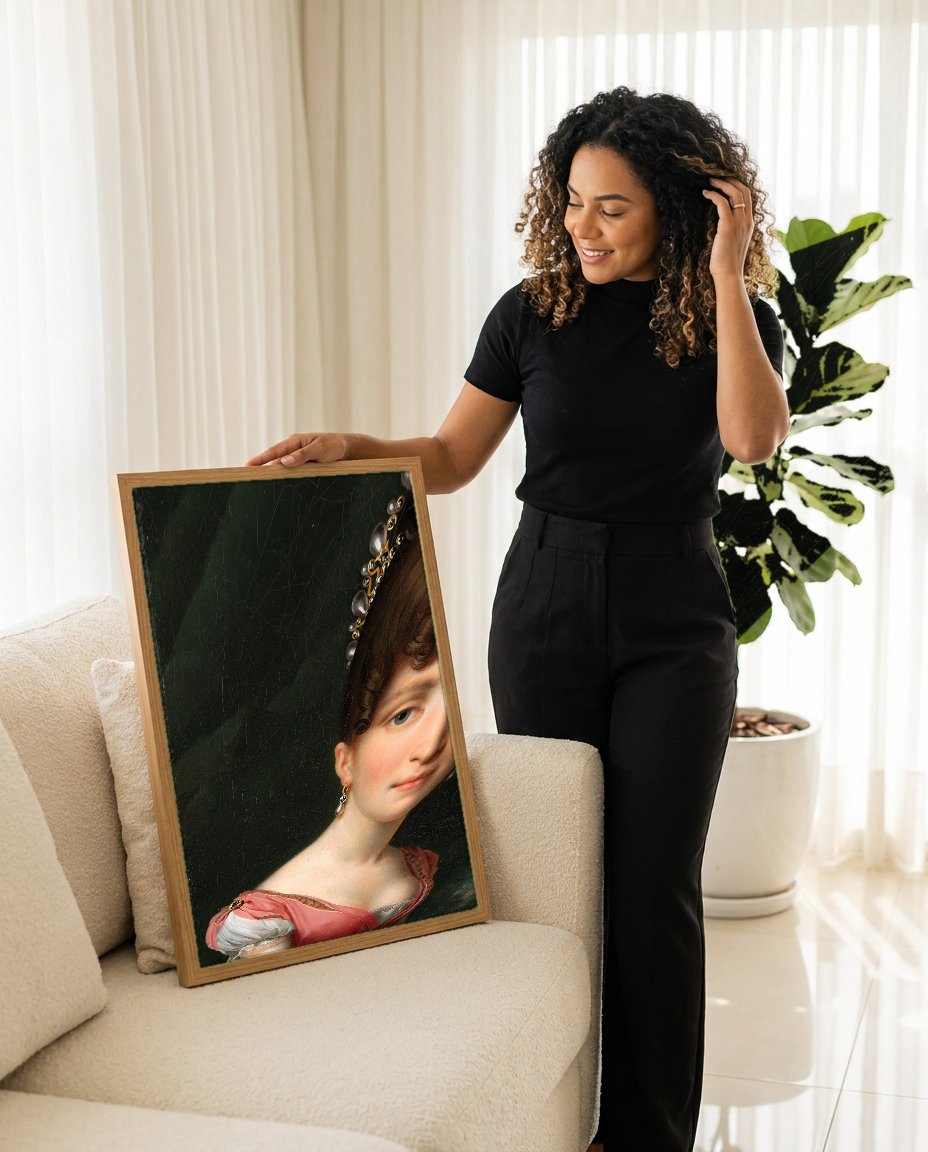 Quadro Decorativo Retrato de Mulher - Anne-Louis Girodet com modelo em ambiente
