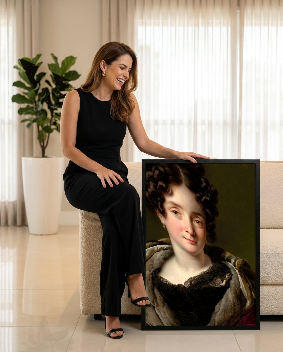 Quadro Decorativo Retrato de Mulher - Anne-Louis Girodet com modelo em ambiente