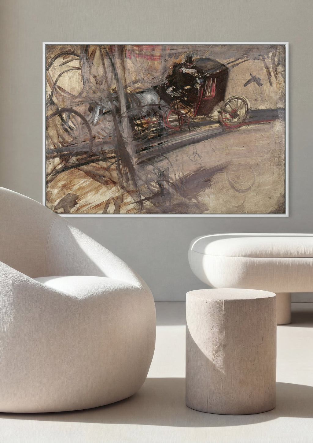 Quadro Decorativo Coche na Rua - Giovanni Boldini em ambiente decorado