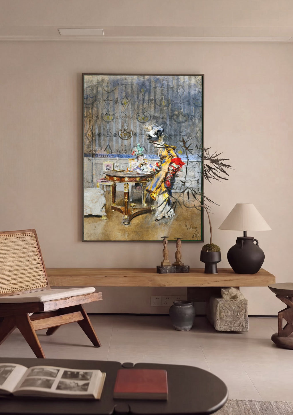 Quadro Decorativo Cena de Salon - Giovanni Boldini em ambiente decorado