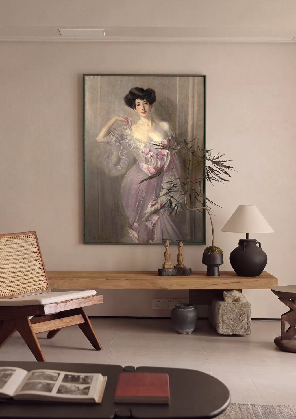 Quadro Decorativo Dama em Rosa - Giovanni Boldini em ambiente decorado