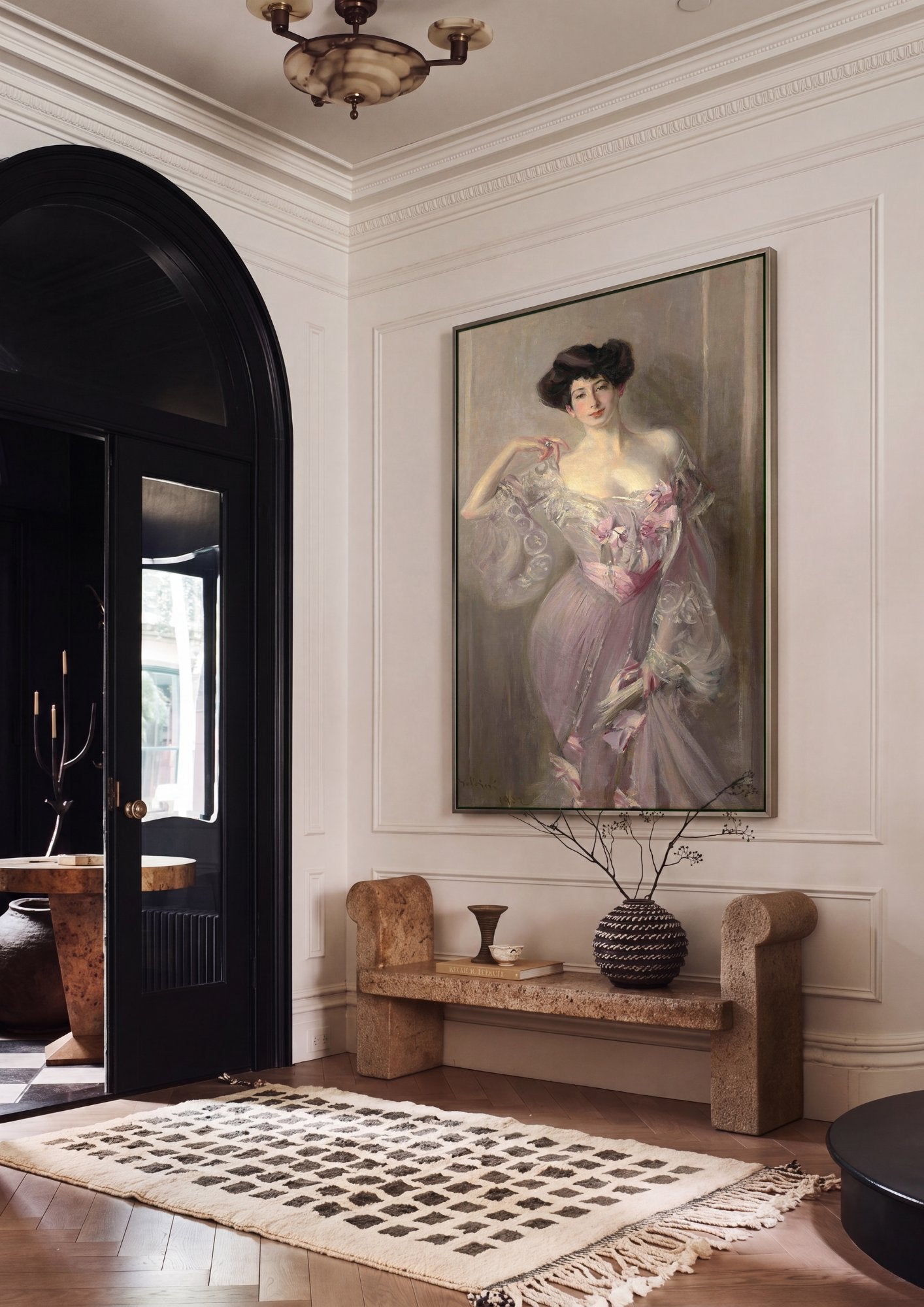Quadro Decorativo Dama em Rosa - Giovanni Boldini em ambiente decorado