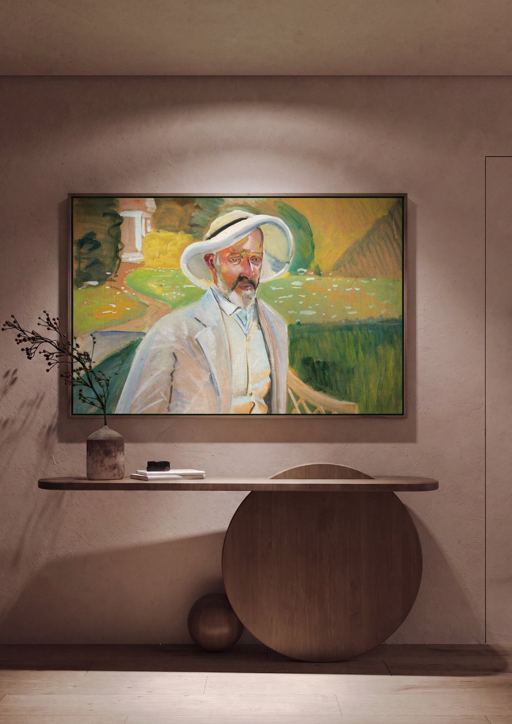 Quadro Decorativo Retrato de um Homem no Jardim - Jacek Malczewski em ambiente decorado