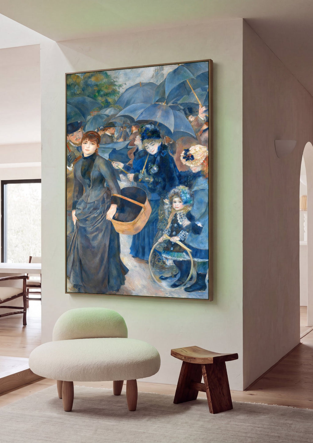 Quadro Decorativo Os Guarda-Chuvas - Renoir em ambiente decorado