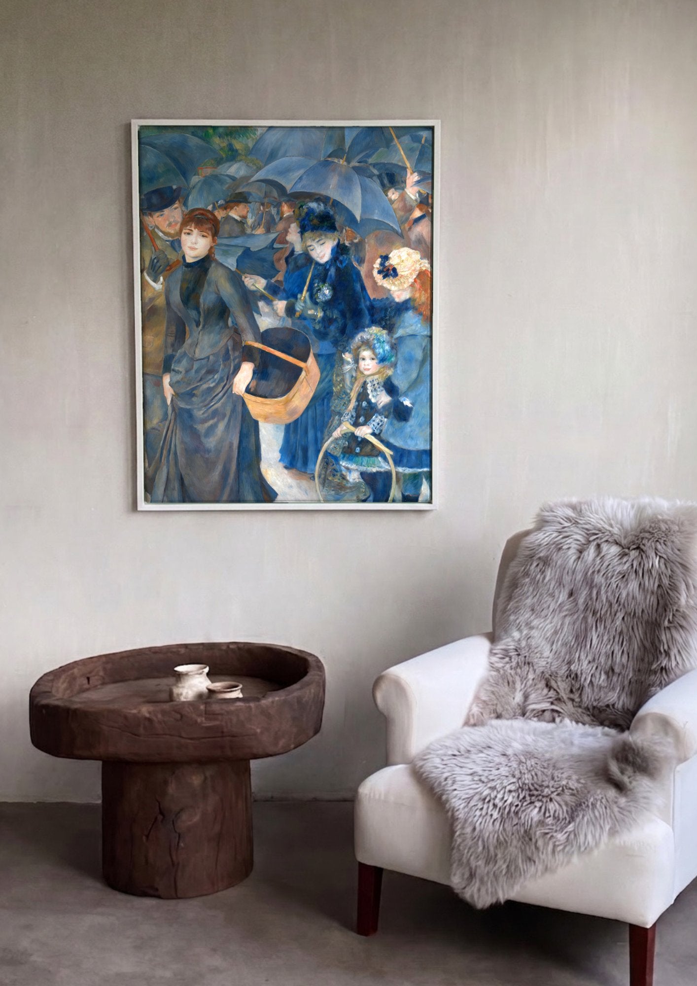 Quadro Decorativo Os Guarda-Chuvas - Renoir em ambiente decorado