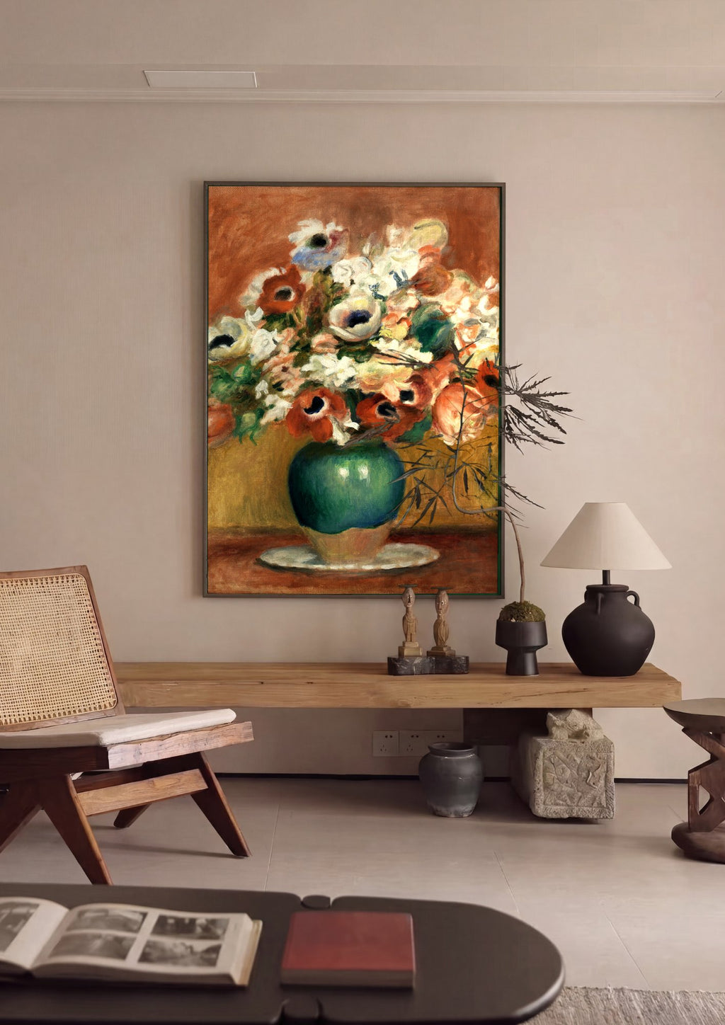 Quadro Decorativo Vaso de Anêmonas - Renoir em ambiente decorado