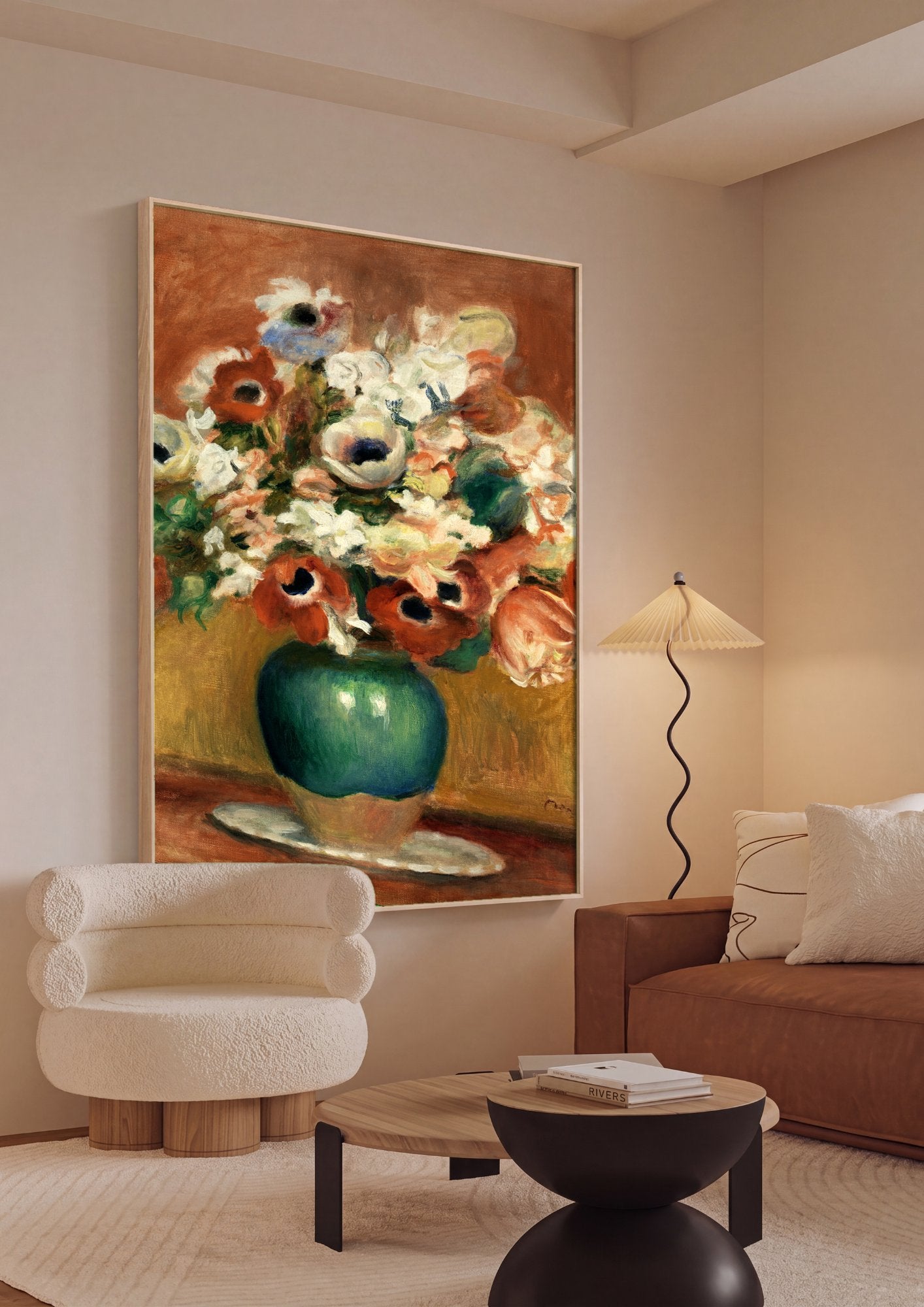 Quadro Decorativo Vaso de Anêmonas - Renoir em ambiente decorado