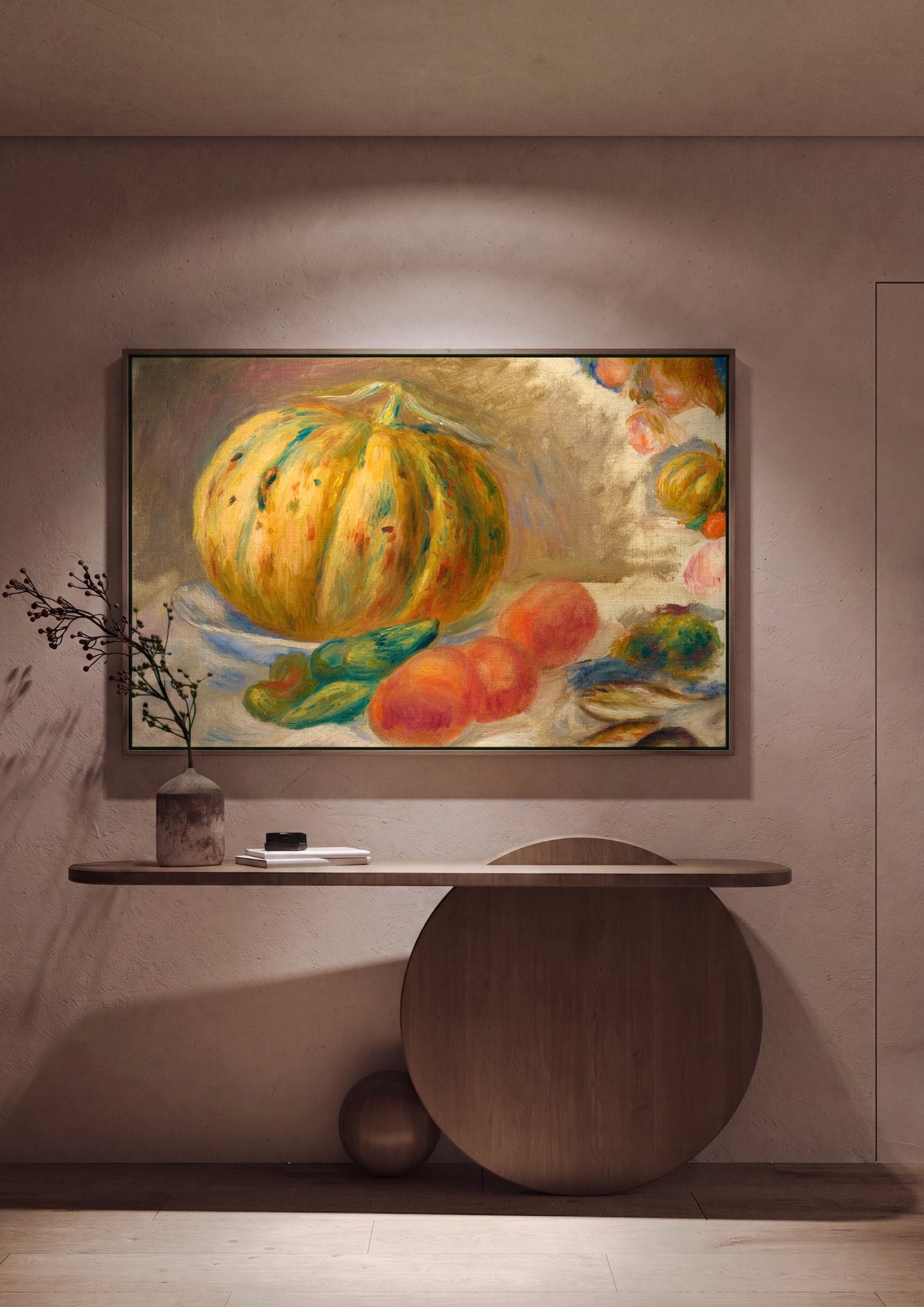 Quadro Decorativo Abóbora e Frutas - Renoir em ambiente decorado
