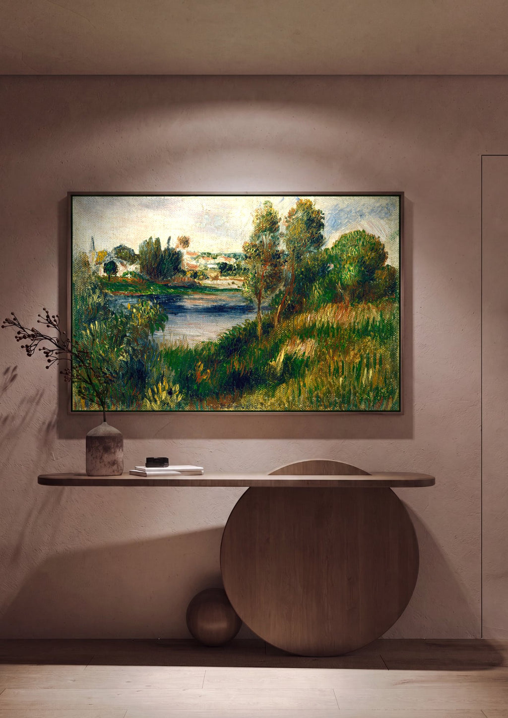 Quadro Decorativo Paisagem Fluvial - Renoir em ambiente decorado