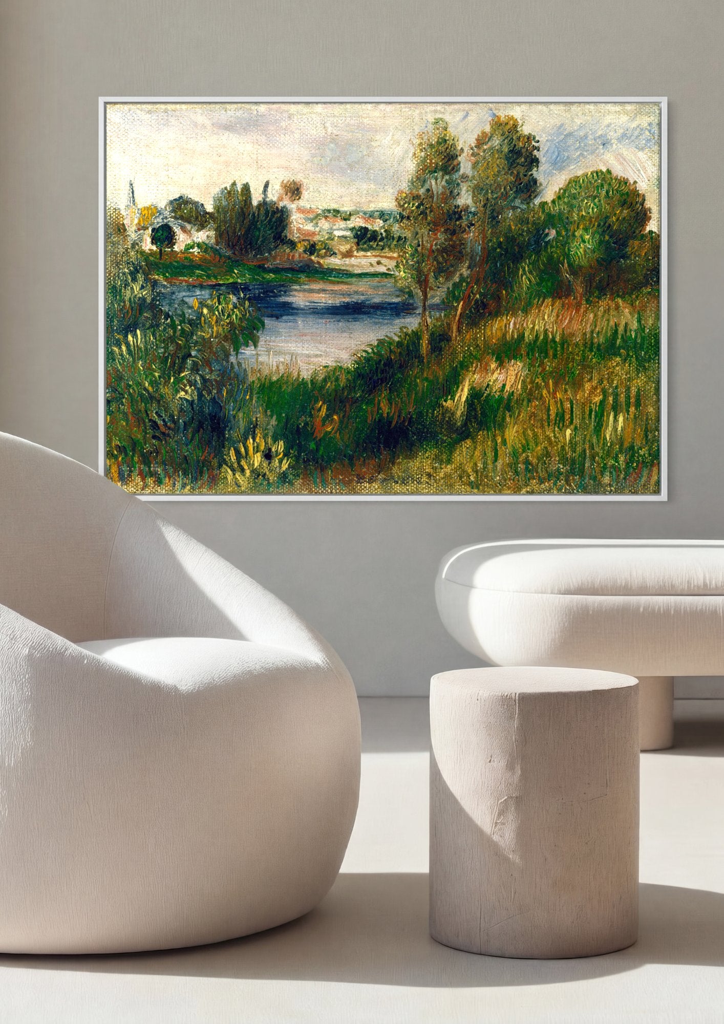 Quadro Decorativo Paisagem Fluvial - Renoir em ambiente decorado