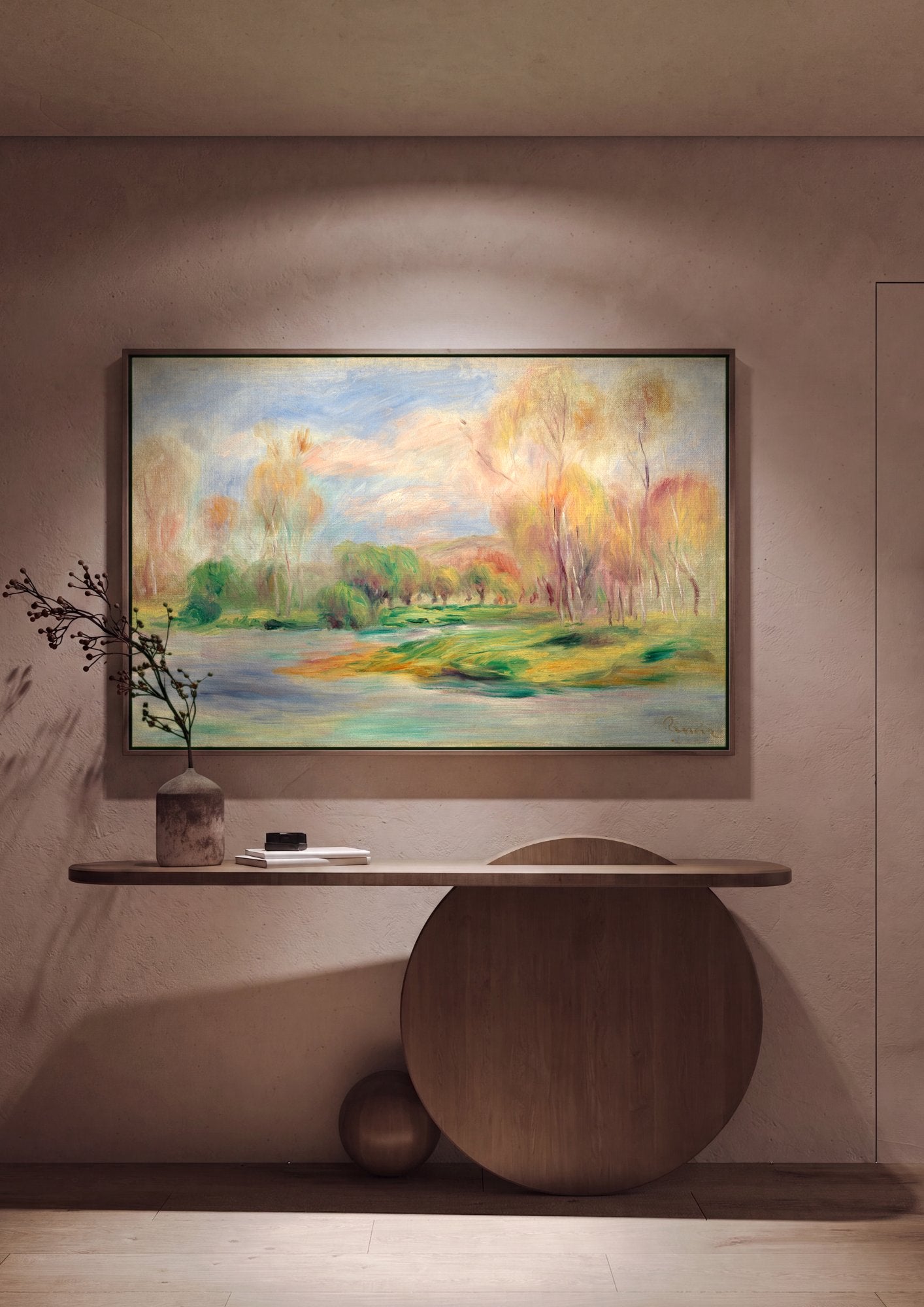Quadro Decorativo Paisagem Outonal - Renoir em ambiente decorado