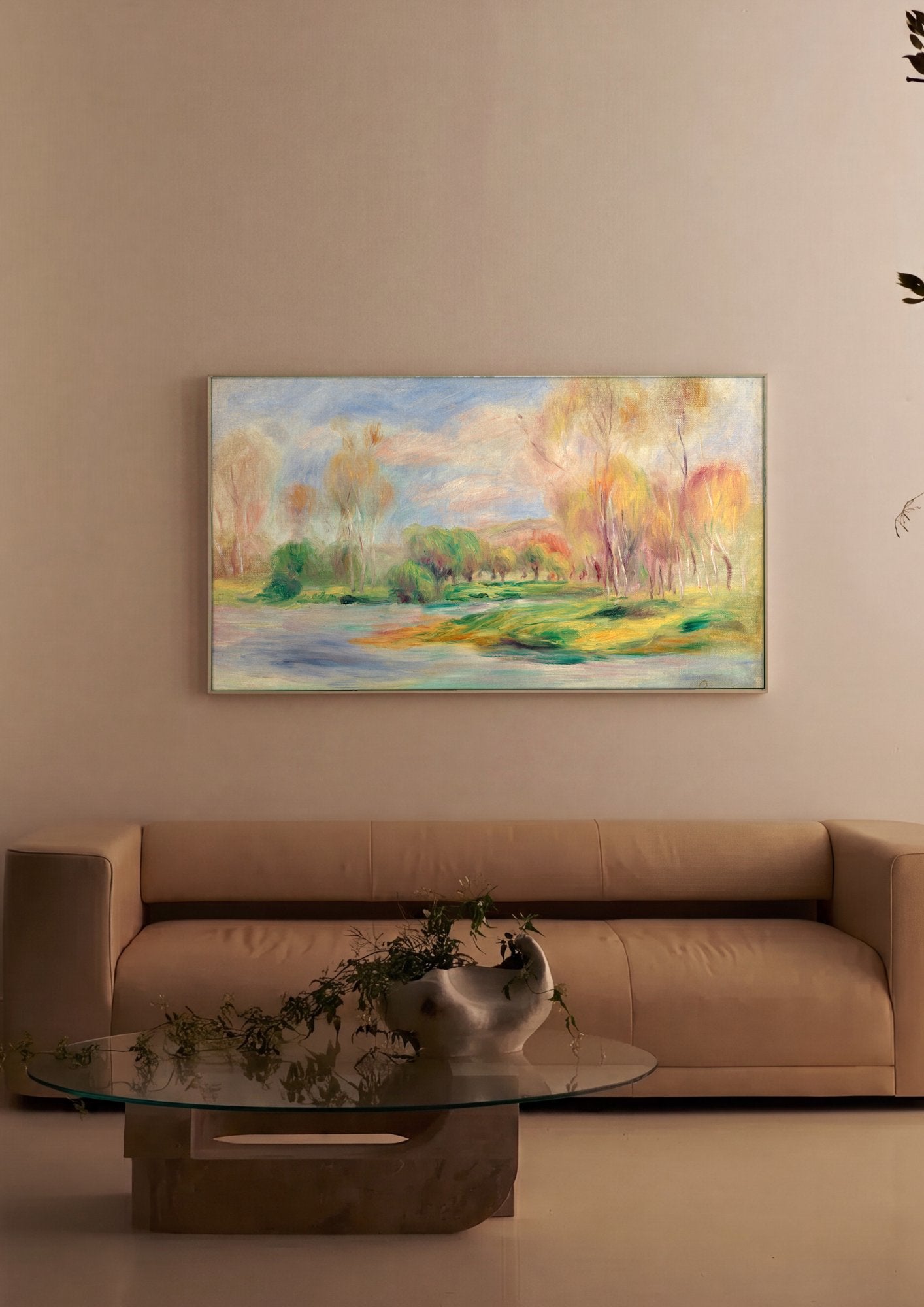 Quadro Decorativo Paisagem Outonal - Renoir em ambiente decorado