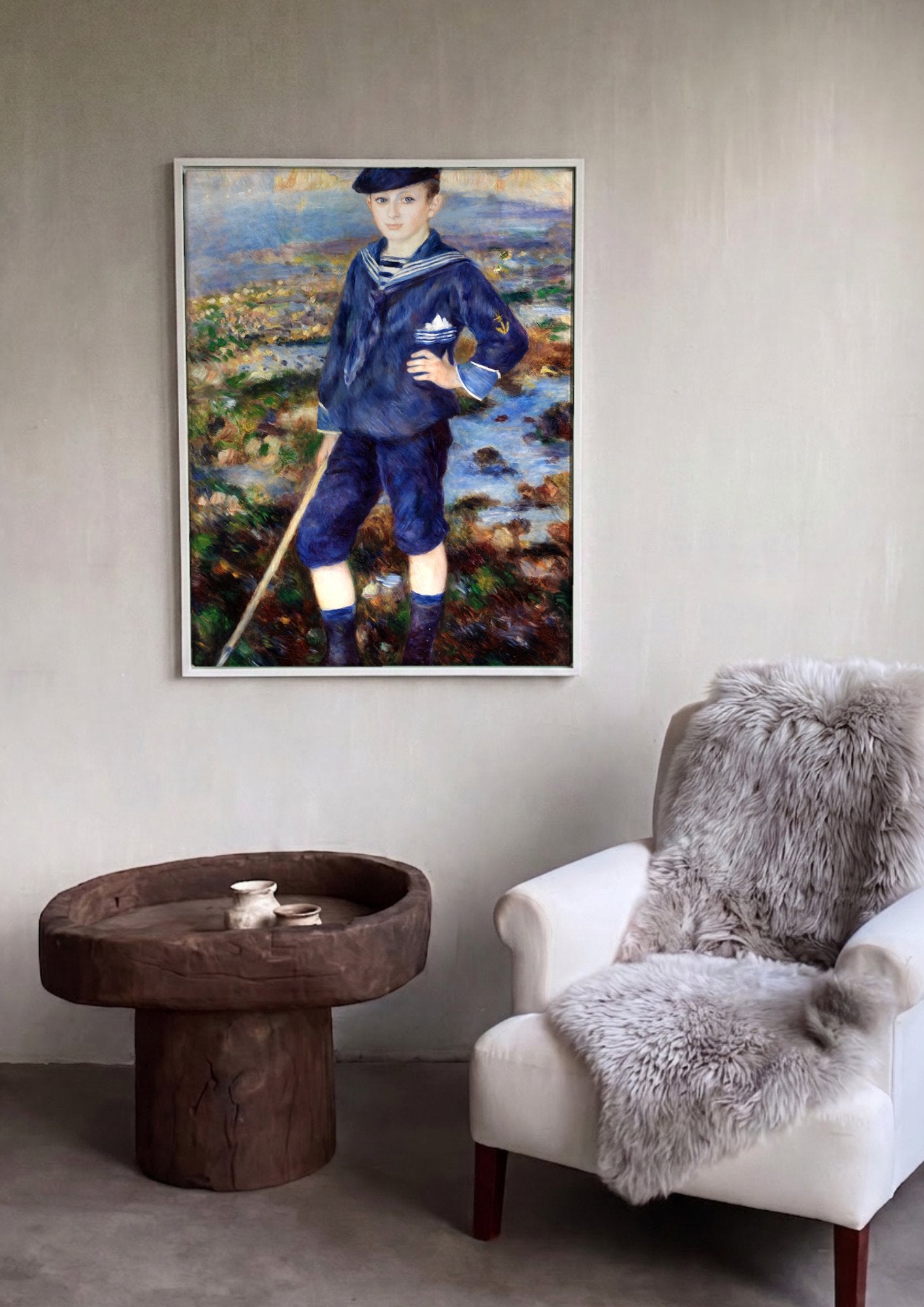 Quadro Decorativo Criança na Praia - Renoir em ambiente decorado