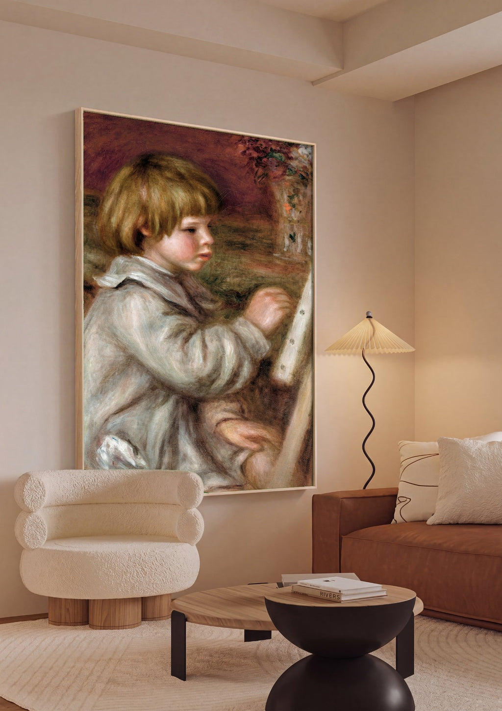 Quadro Decorativo Criança Pintando - Renoir em ambiente decorado