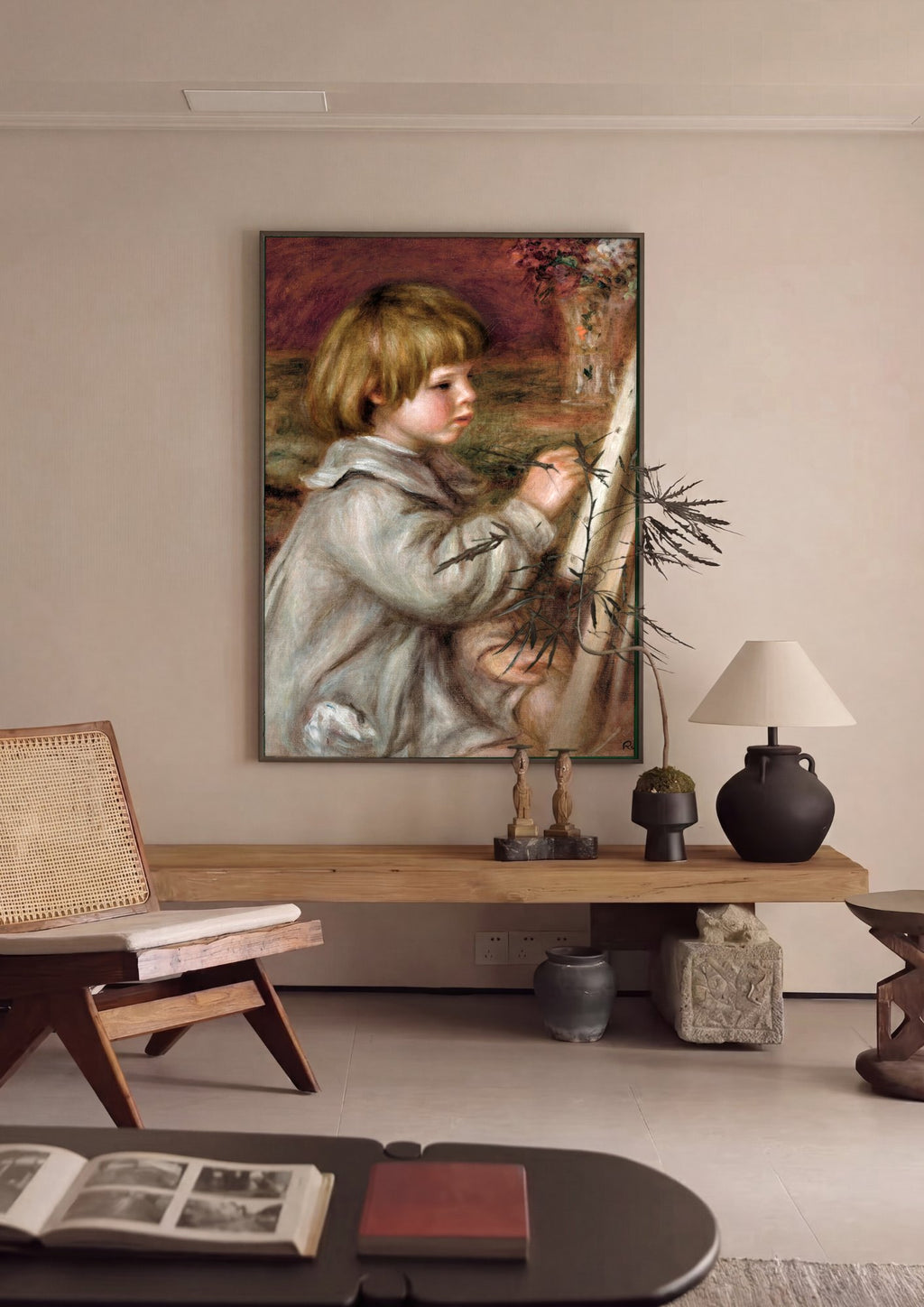 Quadro Decorativo Criança Pintando - Renoir em ambiente decorado