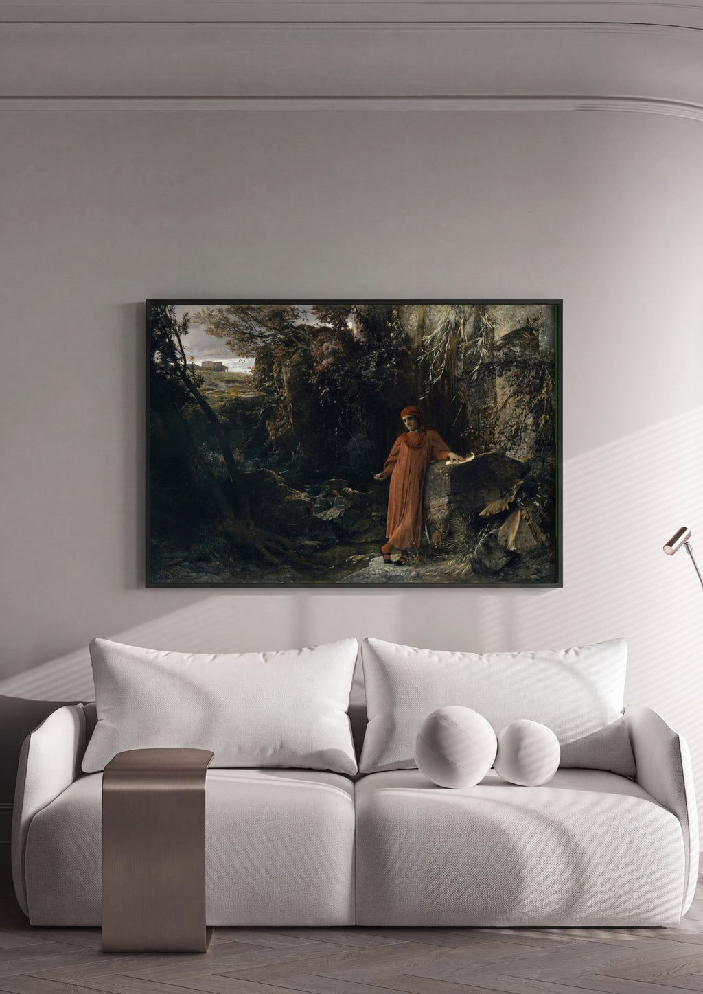 Quadro Decorativo Dante e Virgílio - Arnold Böcklin em ambiente decorado