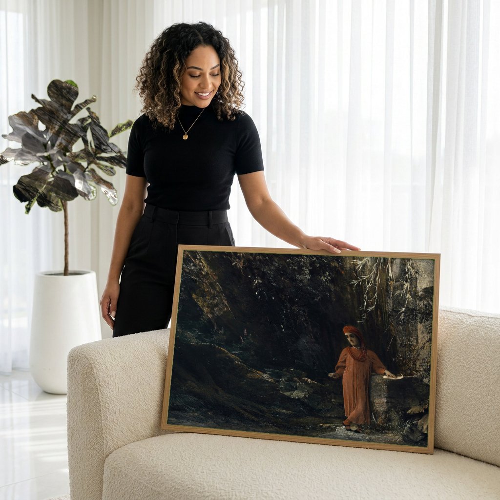 Quadro Decorativo Dante e Virgílio - Arnold Böcklin com modelo em ambiente