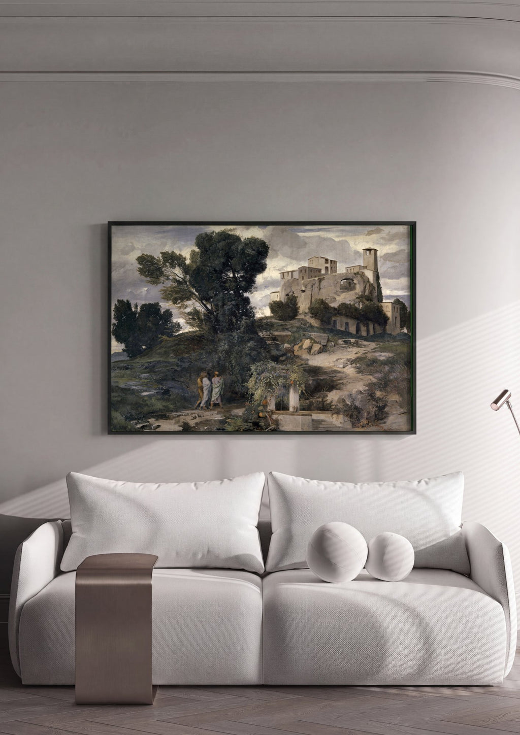 Quadro Decorativo A Villa na Praia - Arnold Böcklin em ambiente decorado