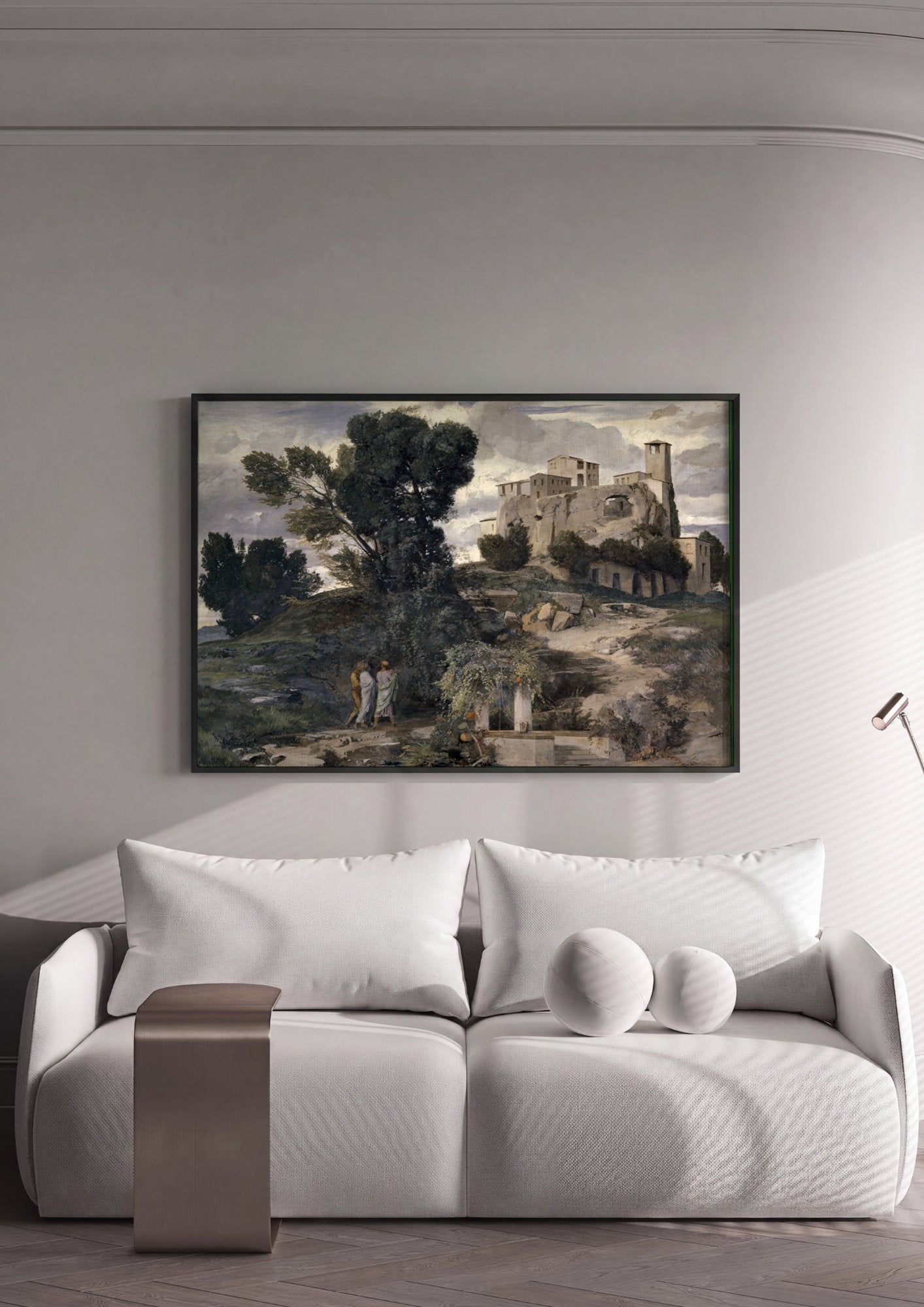 Quadro Decorativo A Villa na Praia - Arnold Böcklin em ambiente decorado