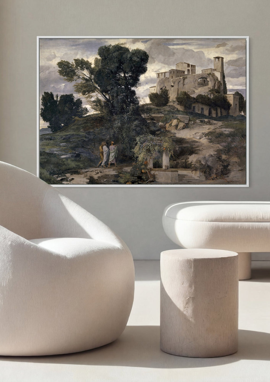 Quadro Decorativo A Villa na Praia - Arnold Böcklin em ambiente decorado