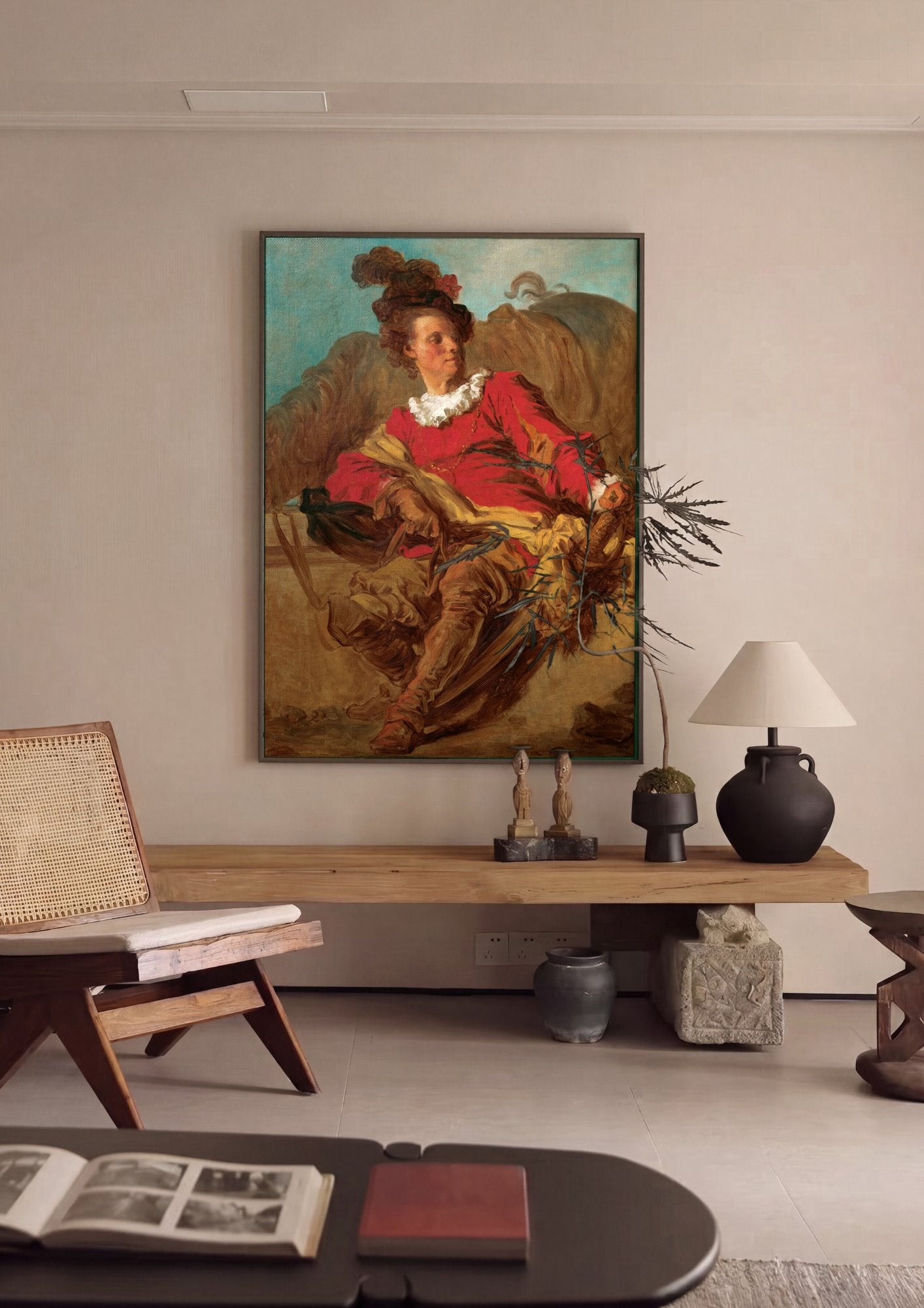 Quadro Decorativo O Retrato de Saint-Non - Fragonard em ambiente decorado