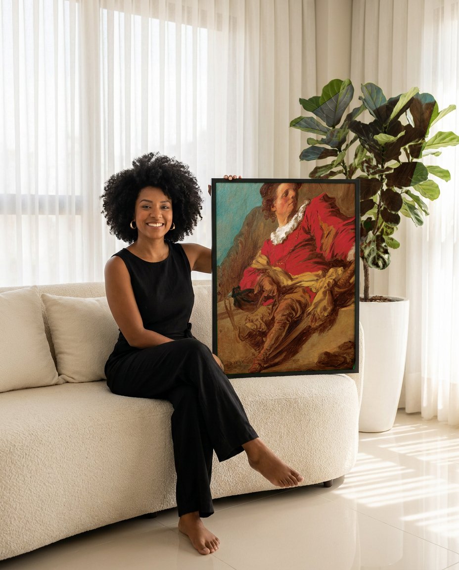 Quadro Decorativo O Retrato de Saint-Non - Fragonard com modelo em ambiente