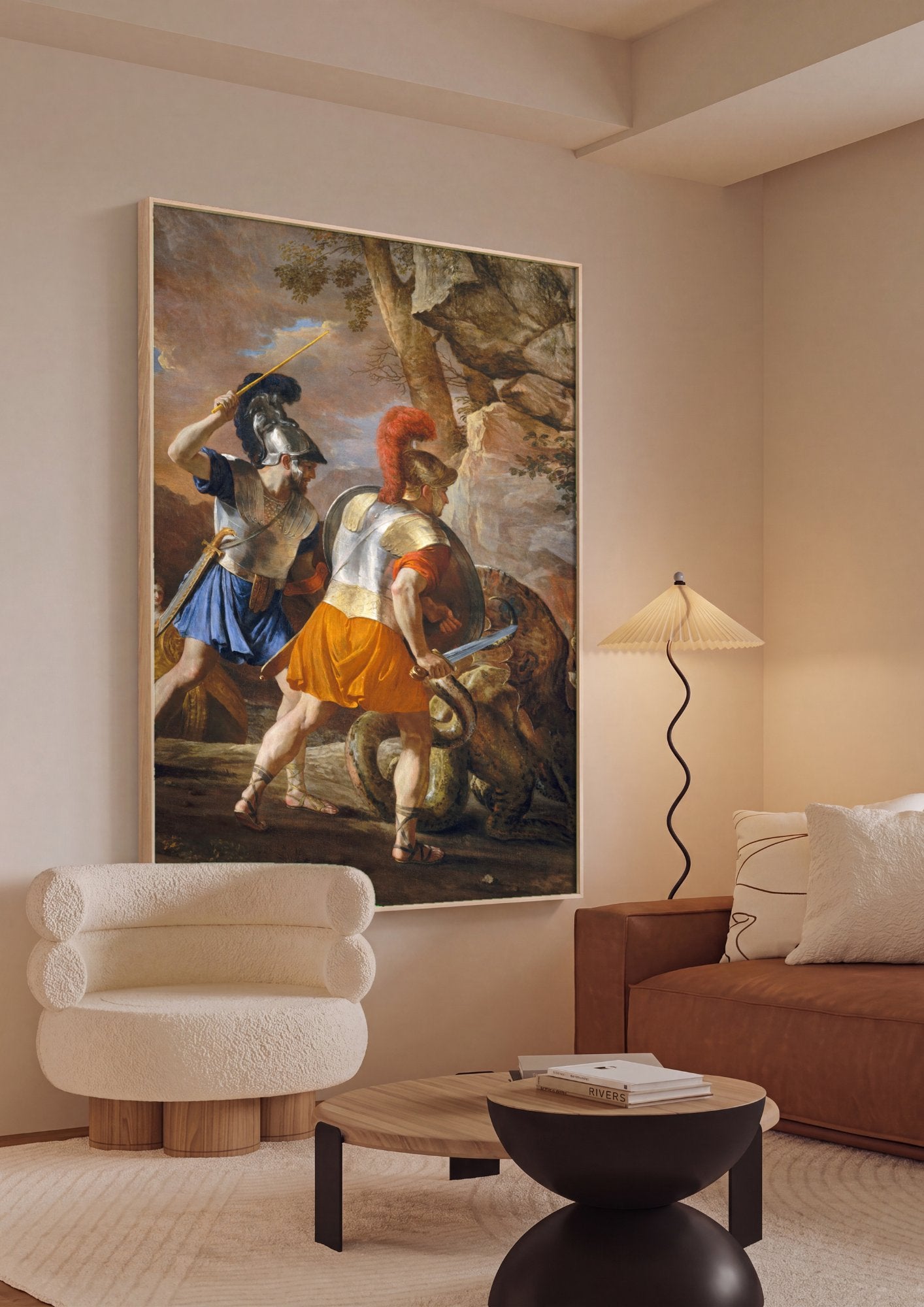 Quadro Decorativo Teseu Encontra o Minotauro - Nicolas Poussin em ambiente decorado