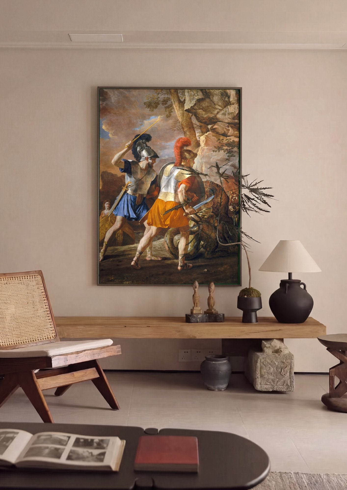 Quadro Decorativo Teseu Encontra o Minotauro - Nicolas Poussin em ambiente decorado