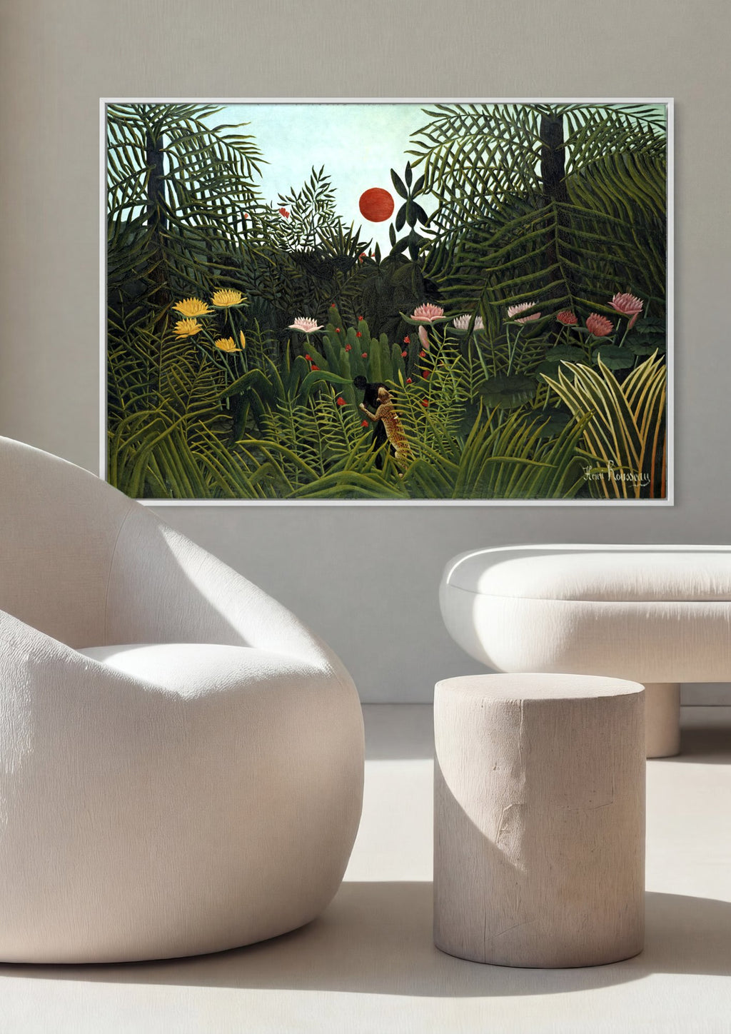 Quadro Decorativo A Selva Tropical - Henri Rousseau em ambiente decorado
