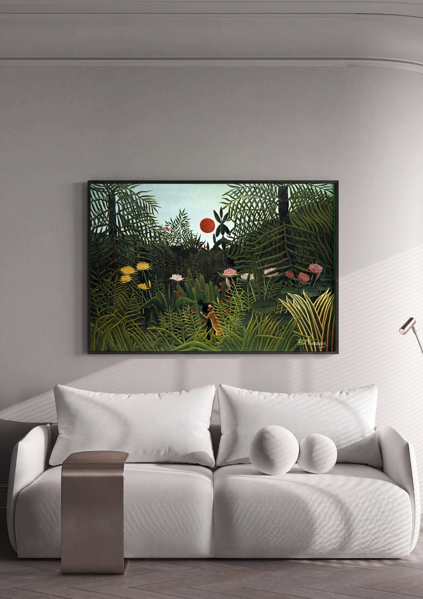 Quadro Decorativo A Selva Tropical - Henri Rousseau em ambiente decorado