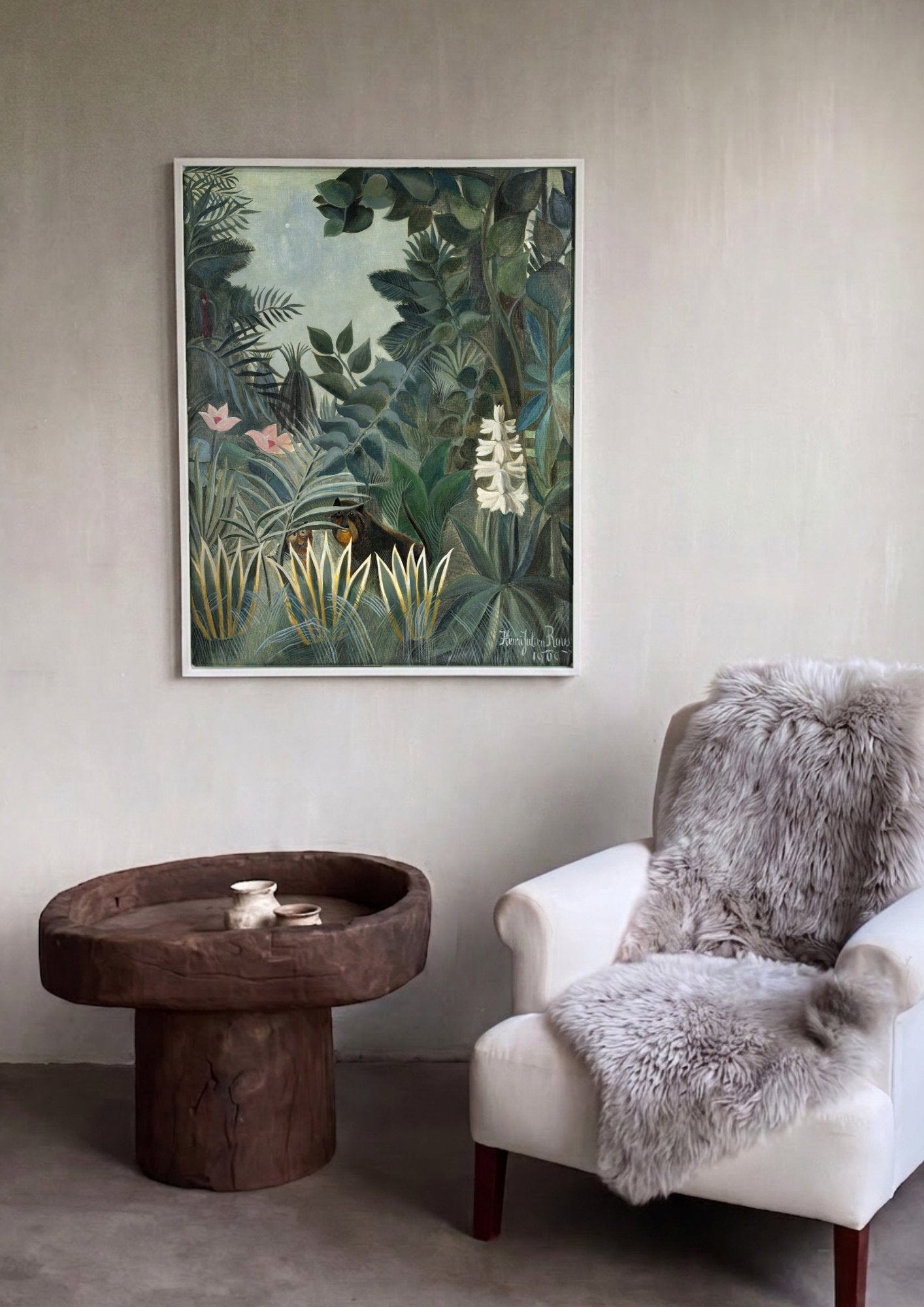Quadro Decorativo A Selva Tropical - Henri Rousseau em ambiente decorado