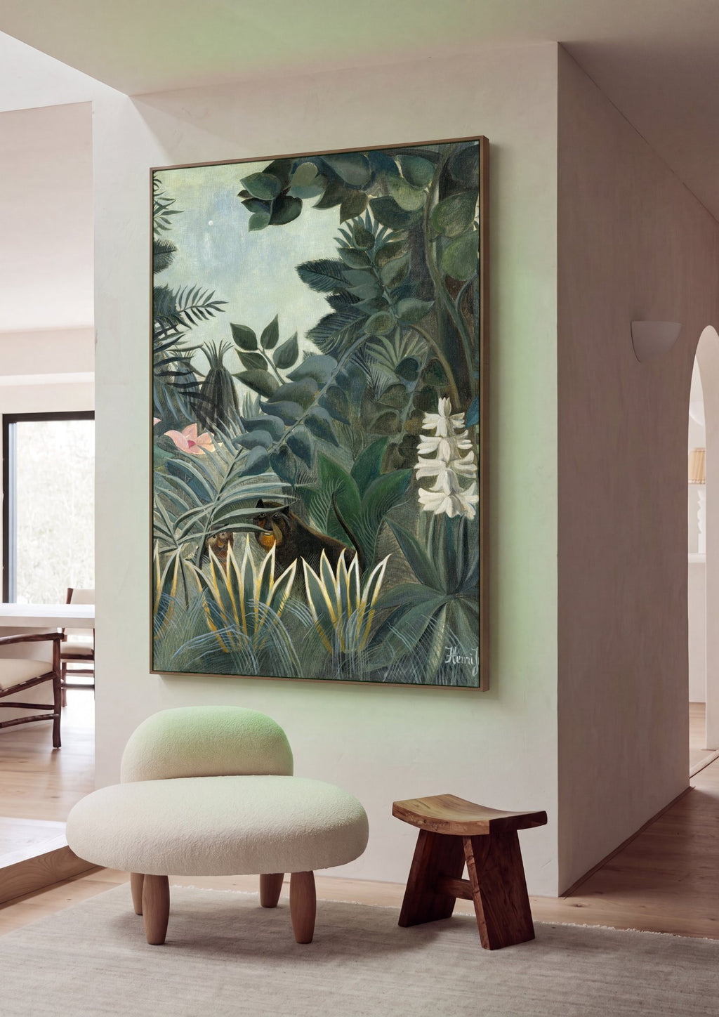 Quadro Decorativo A Selva Tropical - Henri Rousseau em ambiente decorado