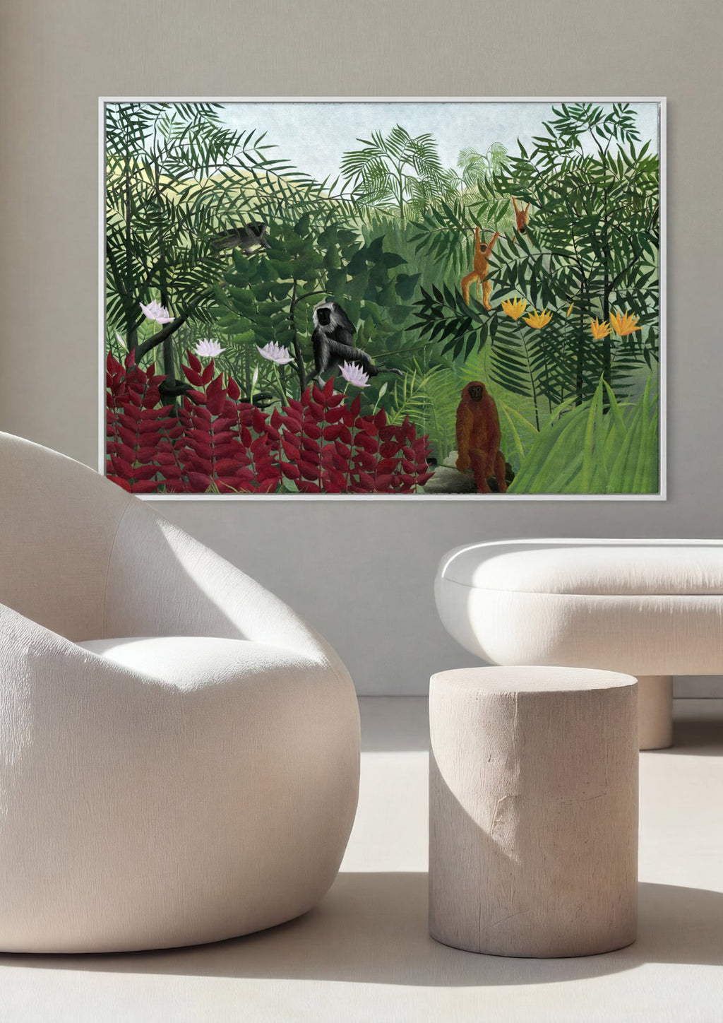 Quadro Decorativo A Selva Tropical - Henri Rousseau em ambiente decorado