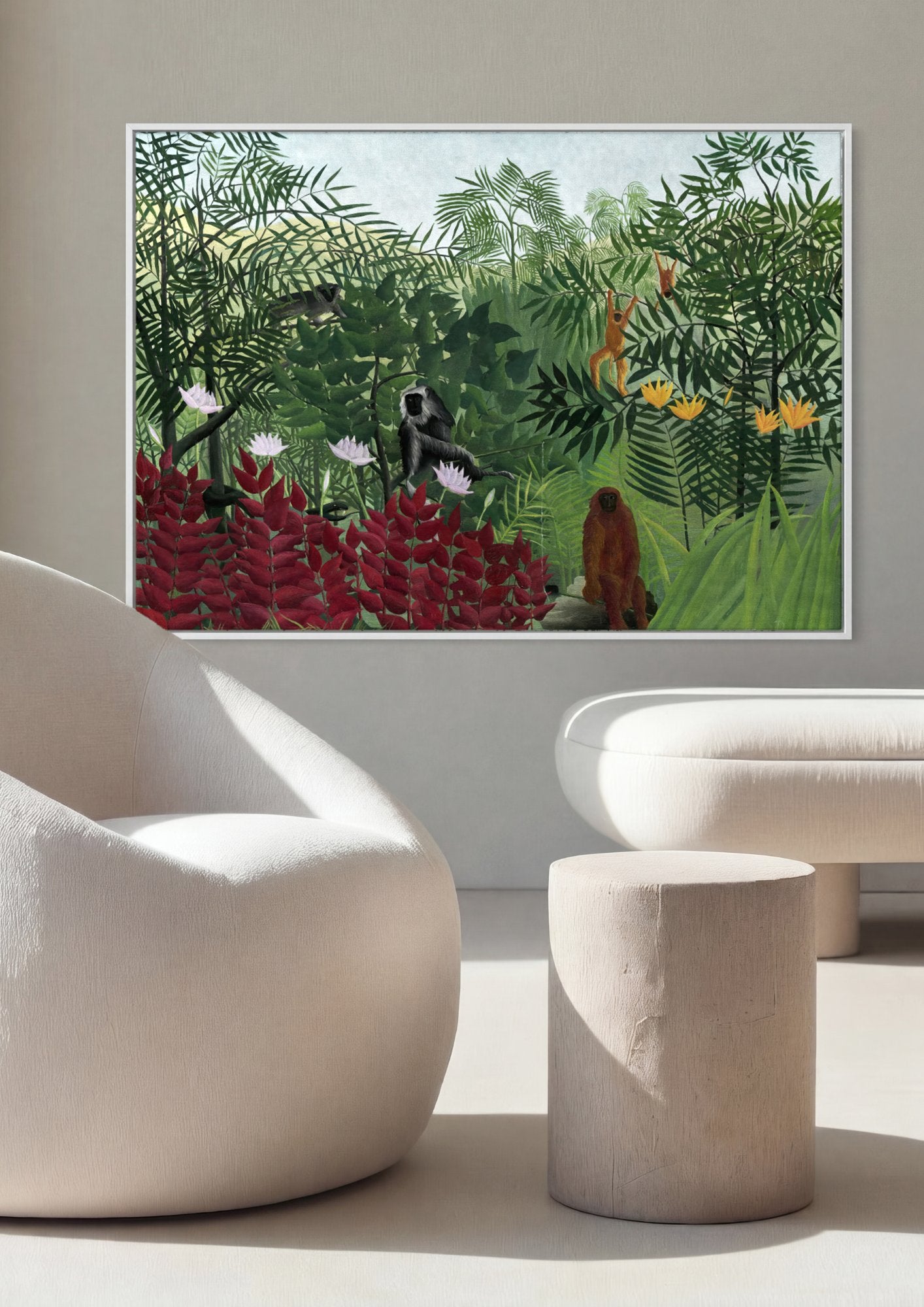 Quadro Decorativo A Selva Tropical - Henri Rousseau em ambiente decorado