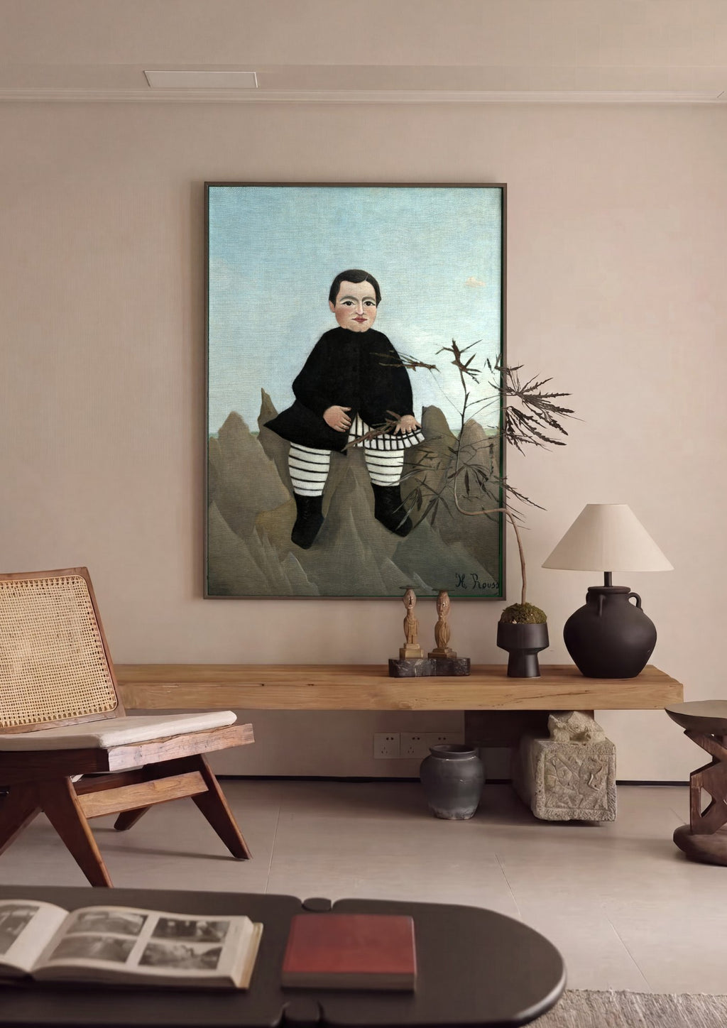 Quadro Decorativo Criança na Rocha - Henri Rousseau em ambiente decorado