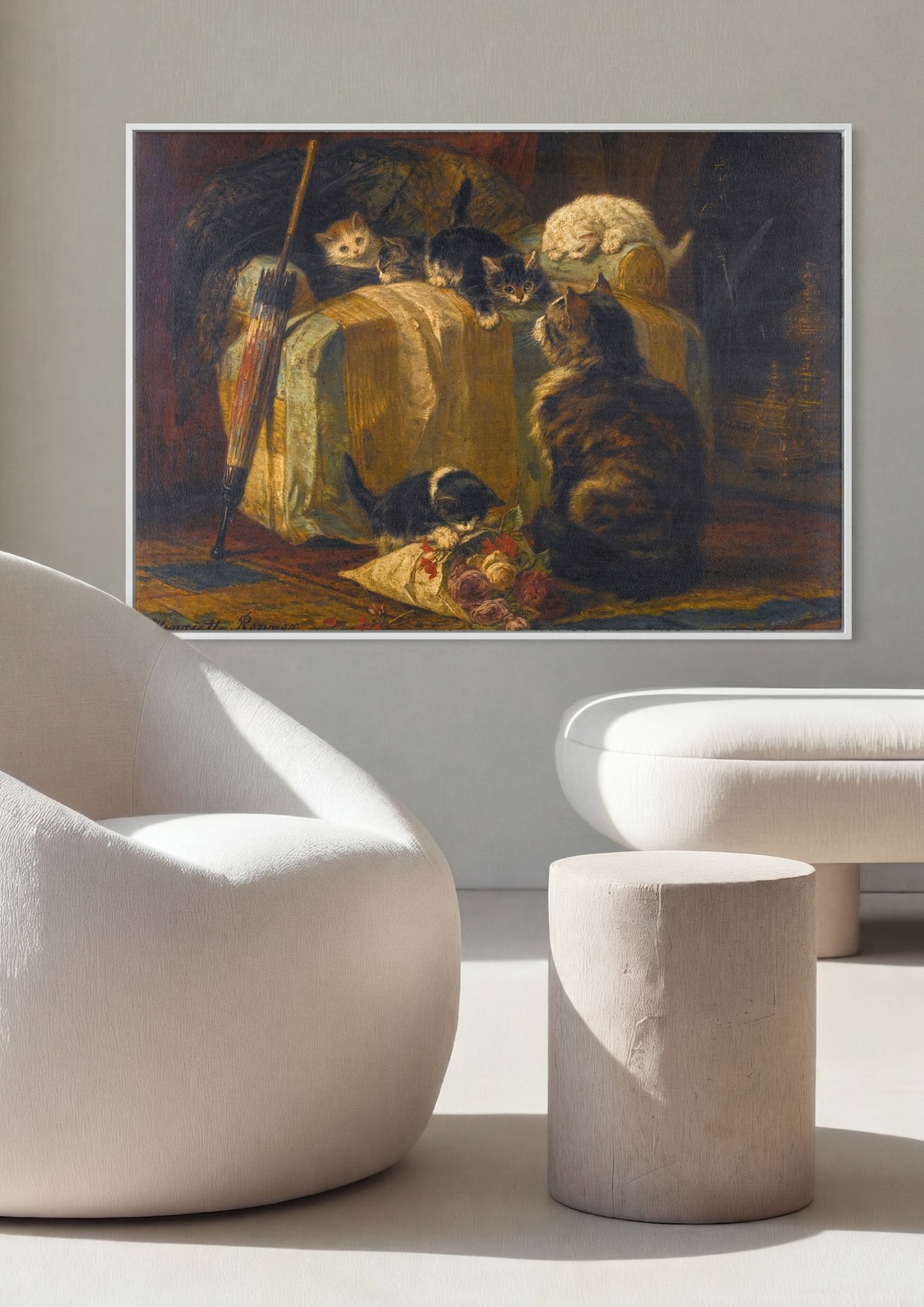 Quadro Decorativo Gatos e Gatinhos - Henriëtte Ronner Knip em ambiente decorado