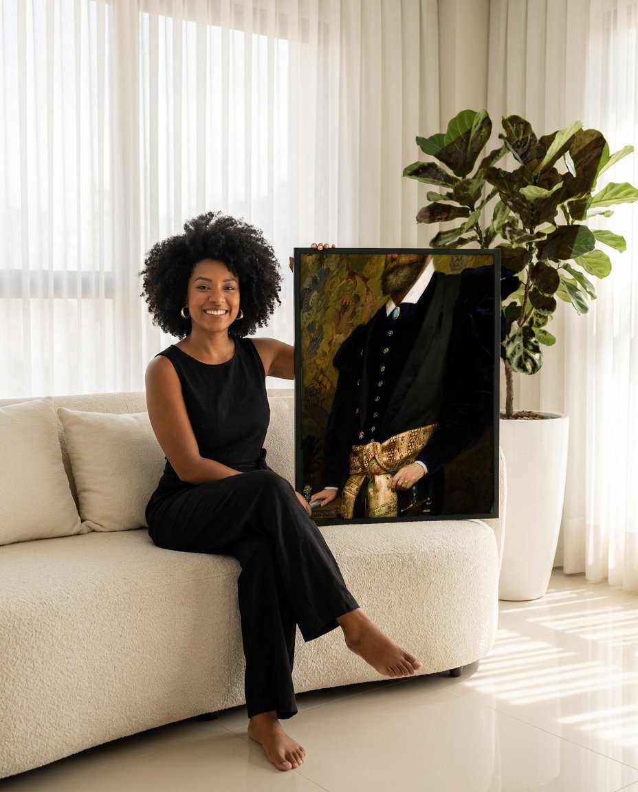 Quadro Decorativo Retrato de Homem - Henryk Siemiradzki com modelo em ambiente