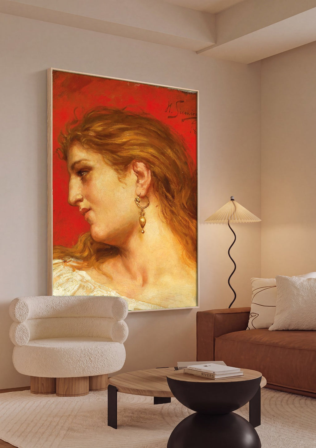 Quadro Decorativo Retrato Feminino – Henryk Siemiradzki em ambiente decorado