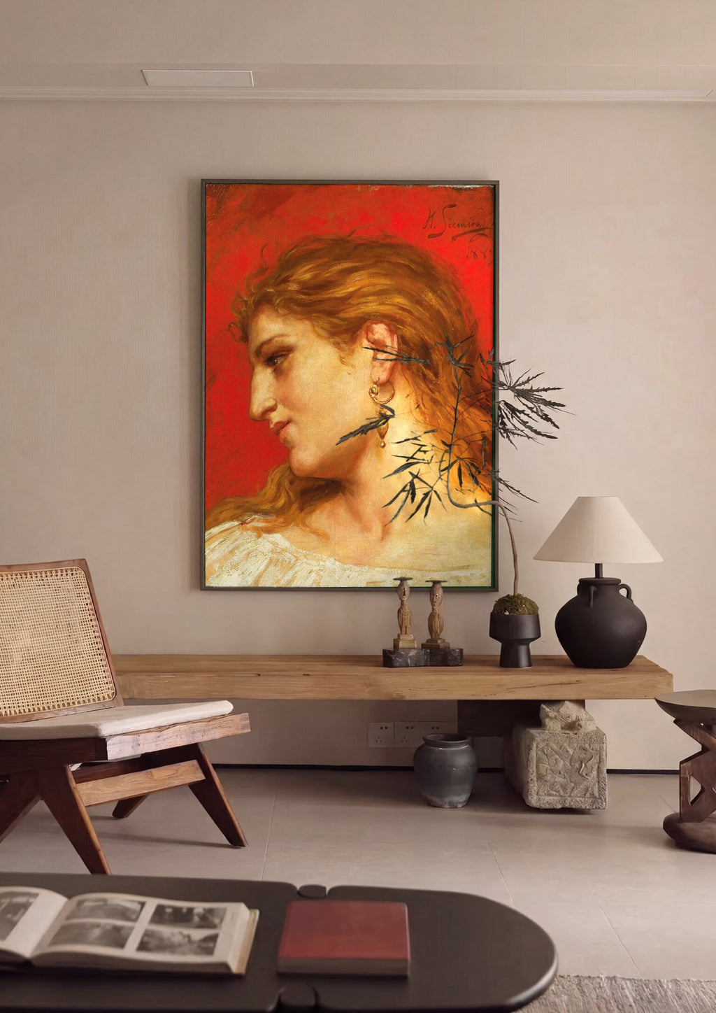 Quadro Decorativo Retrato Feminino – Henryk Siemiradzki em ambiente decorado