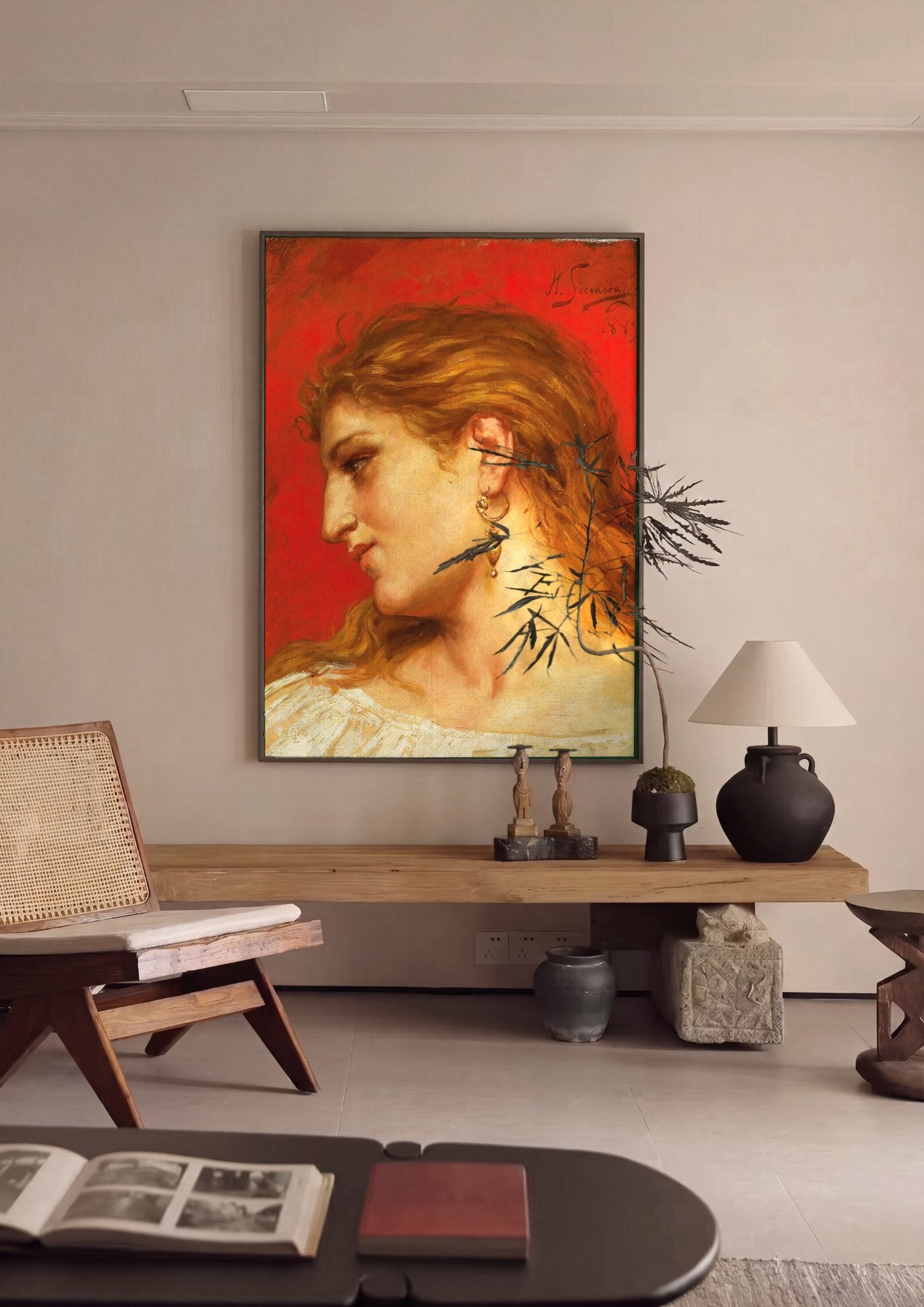 Quadro Decorativo Retrato Feminino – Henryk Siemiradzki em ambiente decorado