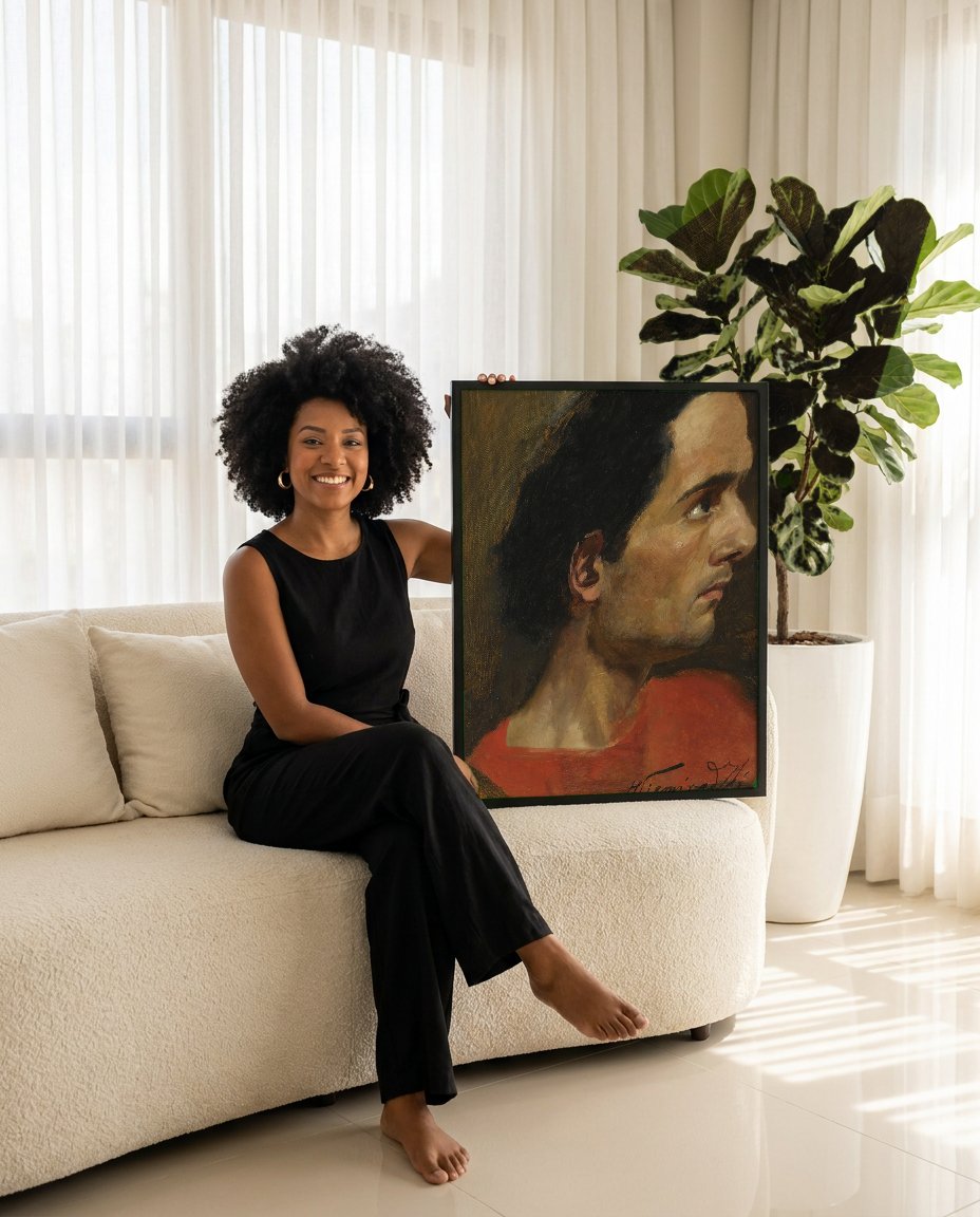 Quadro Decorativo Retrato de Homem - Henryk Siemiradzki com modelo em ambiente