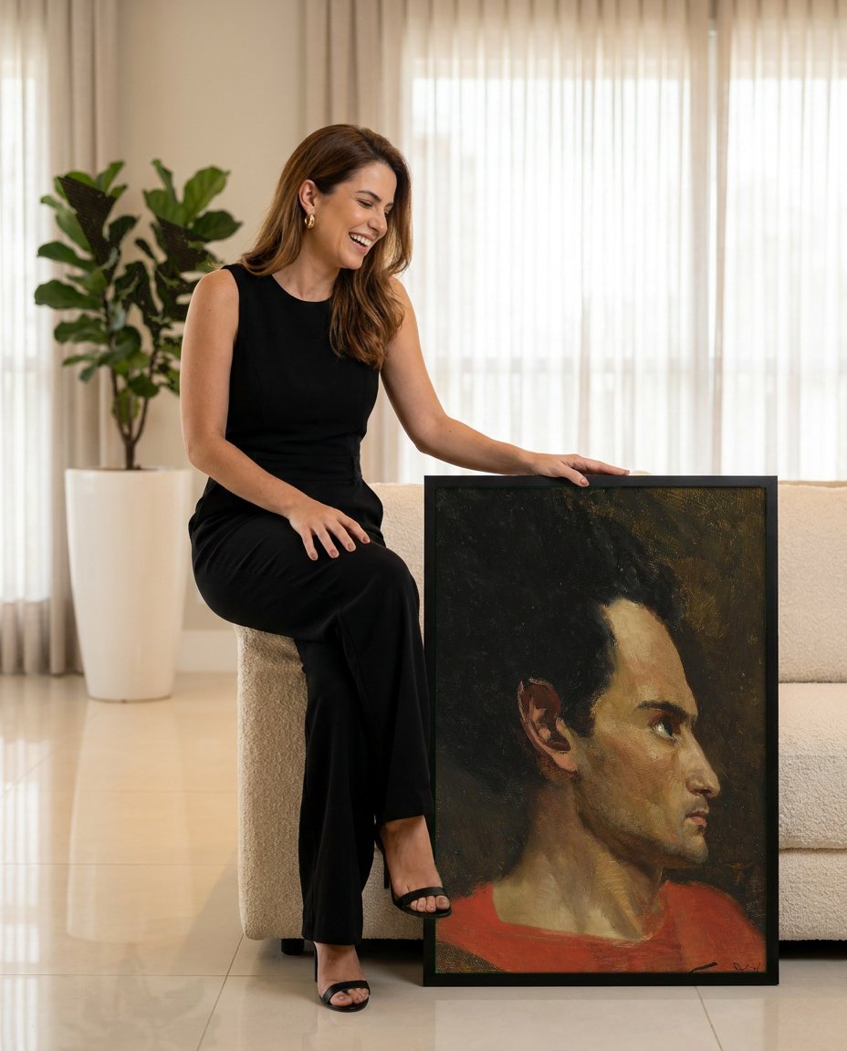 Quadro Decorativo Retrato de Homem - Henryk Siemiradzki com modelo em ambiente