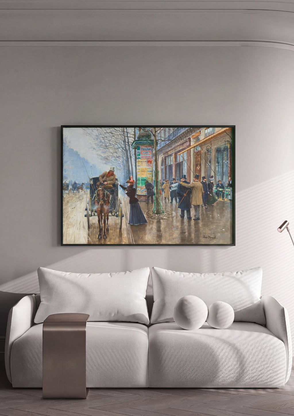 Quadro Decorativo Cena de Rua Parisiense - Jean Béraud em ambiente decorado