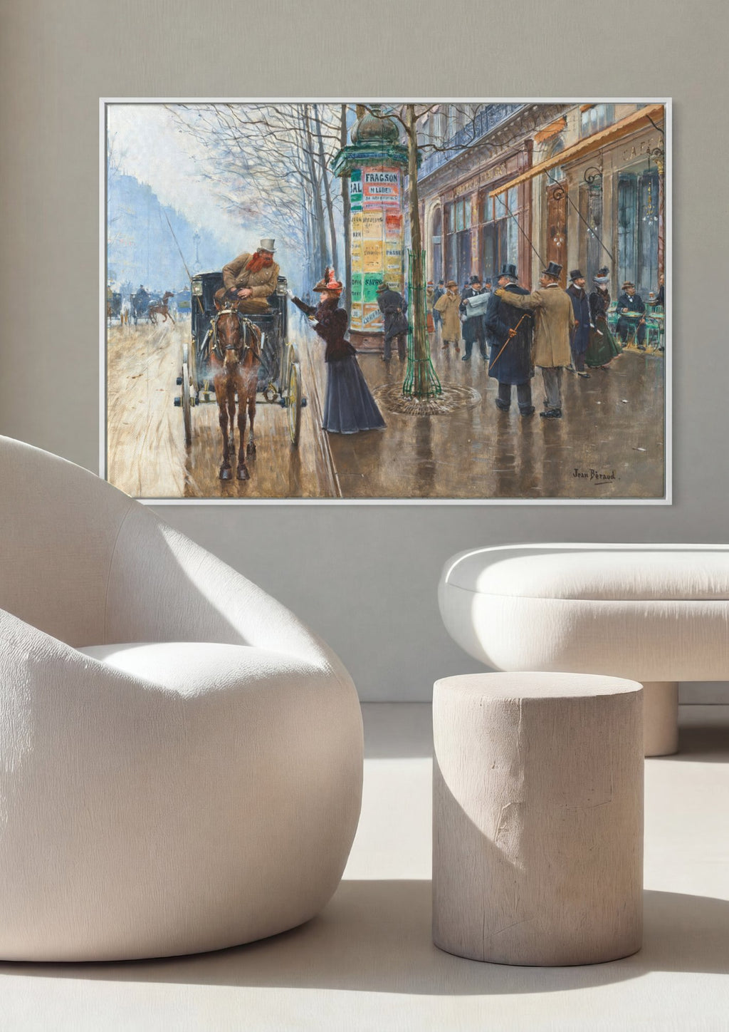 Quadro Decorativo Cena de Rua Parisiense - Jean Béraud em ambiente decorado