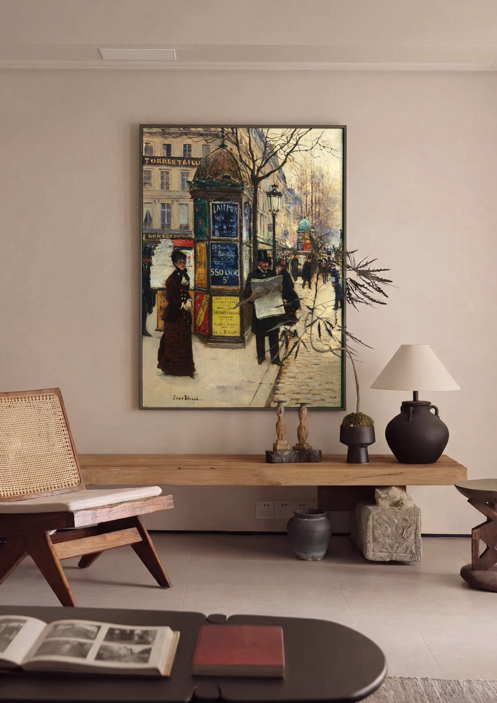 Quadro Decorativo Cena de Rua Parisiense - Jean Béraud em ambiente decorado