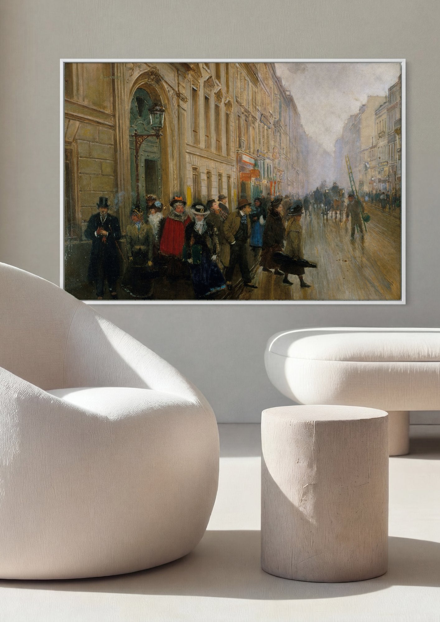 Quadro Decorativo Cena de Rua Parisiense - Jean Béraud em ambiente decorado
